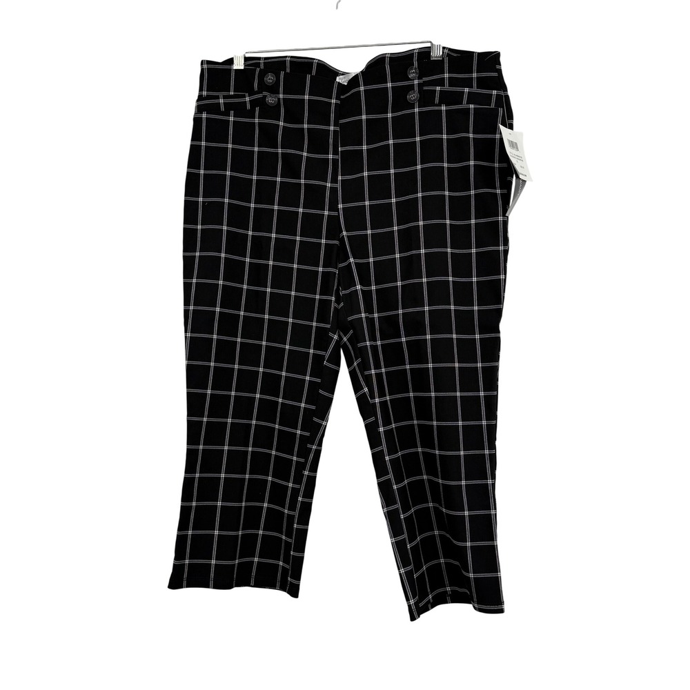 89th & Madison Capri Black/White‎ Plaid Pants XL Work Office Preppy Academia Y2K